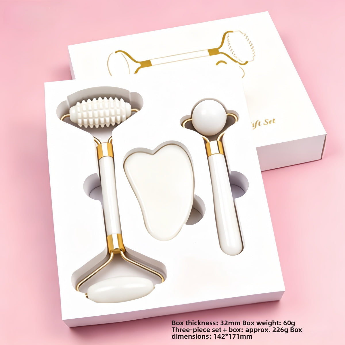 Crystal-Effect Resin Facial Massage Roller & Gua Sha Stone Set