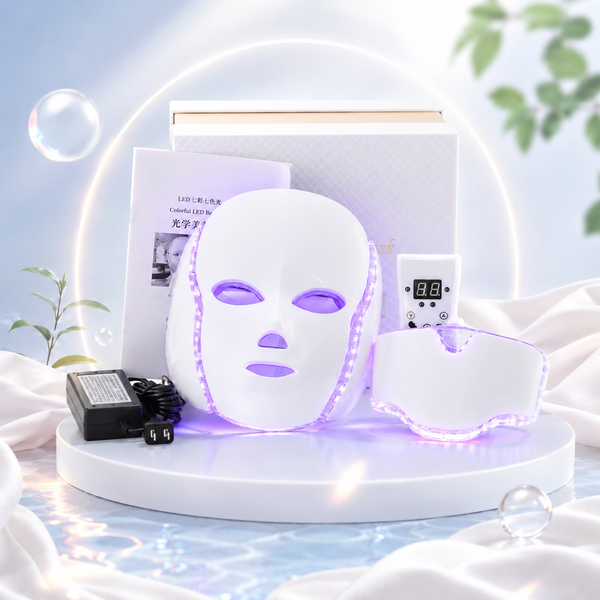 Red and Blue Light Therapy Face Mask, 7-Color LED Facial Mask