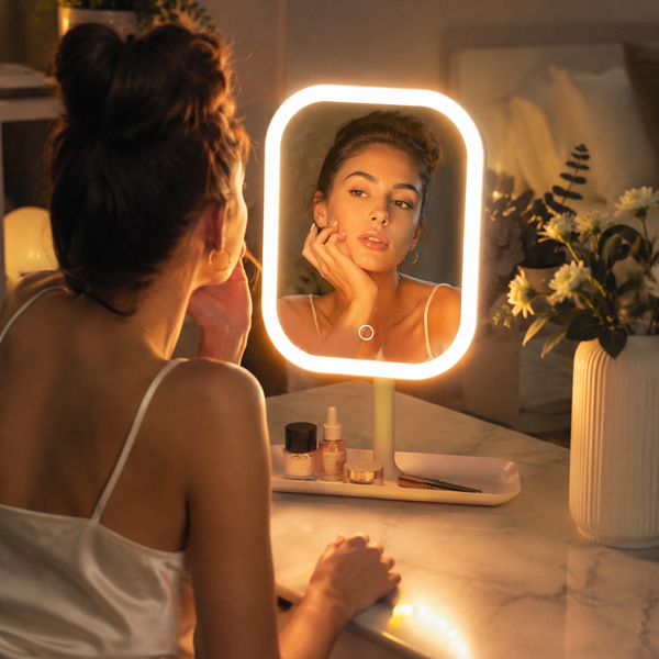 LED Desktop Makeup Mirror with Adjustable Stand