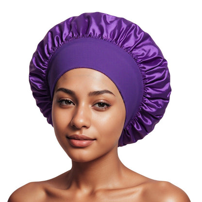 Satin Wide Brim Shower Cap for Hair Protection