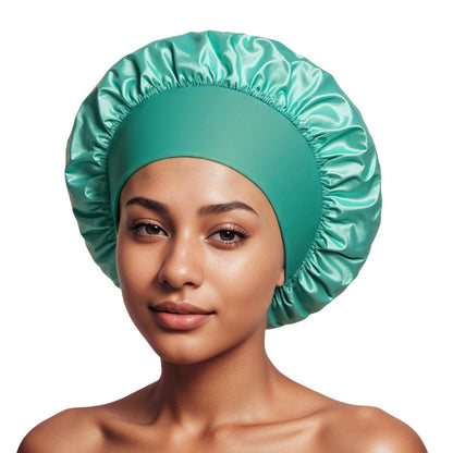 Satin Wide Brim Shower Cap for Hair Protection