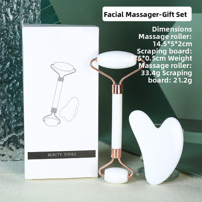Crystal-Effect Resin Facial Massage Roller & Gua Sha Stone Set