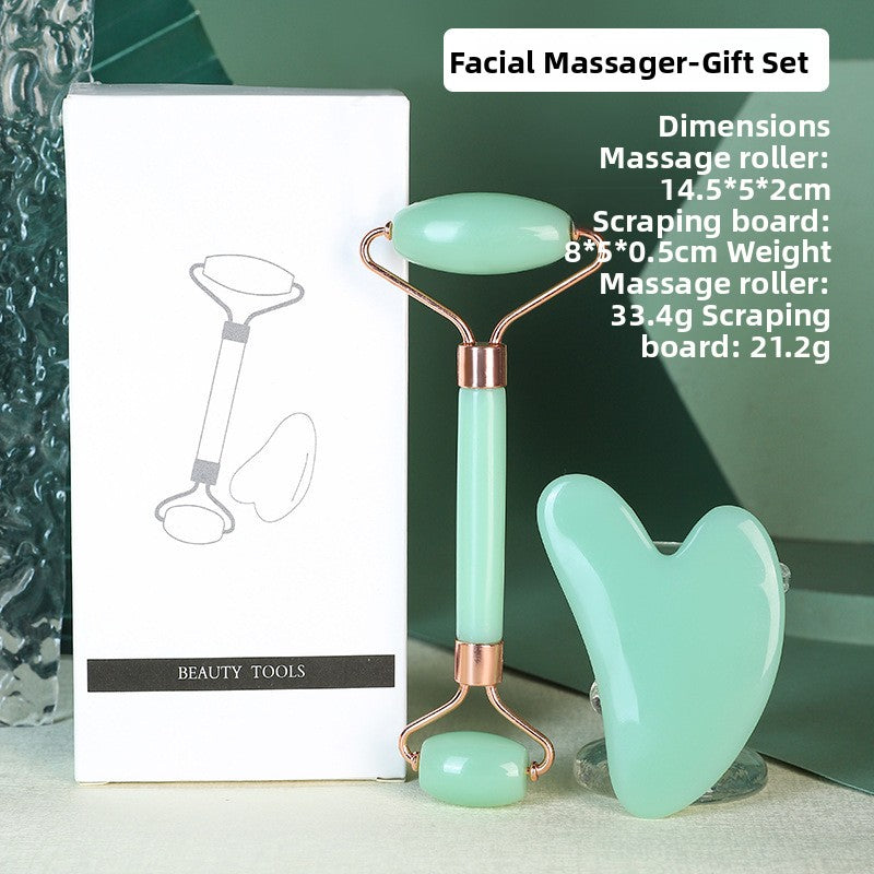 Crystal-Effect Resin Facial Massage Roller & Gua Sha Stone Set
