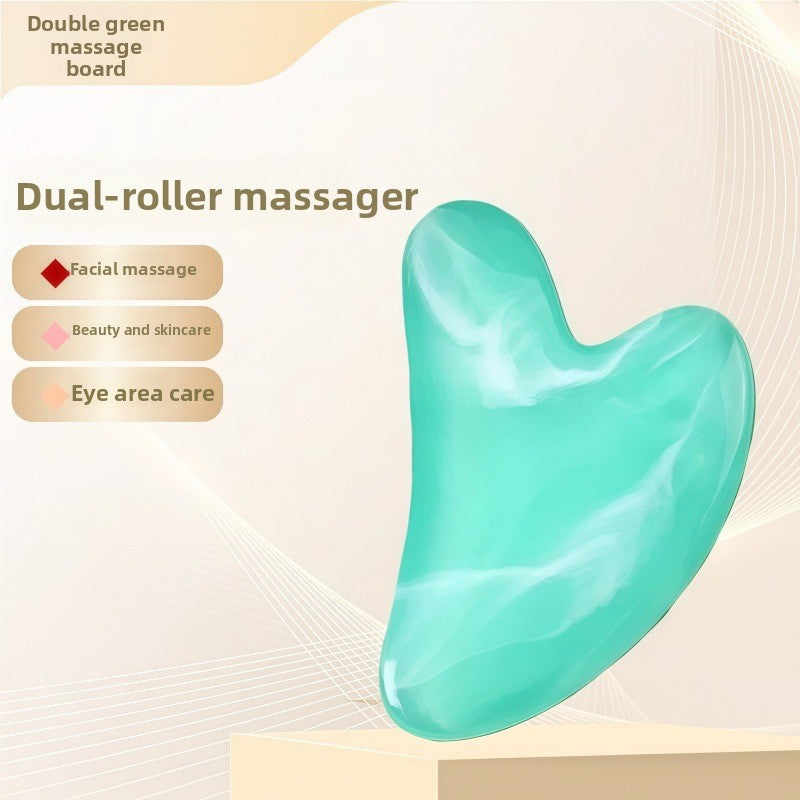 Crystal-Effect Resin Facial Massage Roller & Gua Sha Stone Set