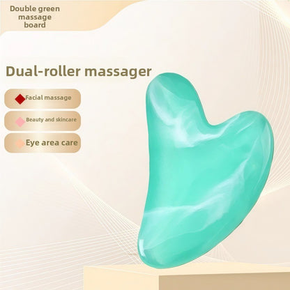 Crystal-Effect Resin Facial Massage Roller & Gua Sha Stone Set
