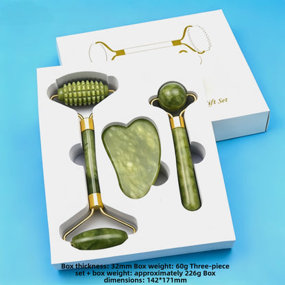 Crystal-Effect Resin Facial Massage Roller & Gua Sha Stone Set