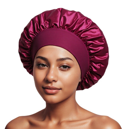 Satin Wide Brim Shower Cap for Hair Protection