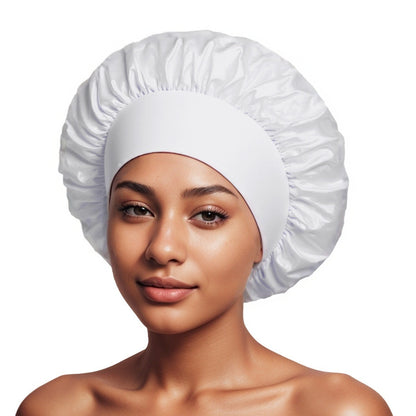 Satin Wide Brim Shower Cap for Hair Protection