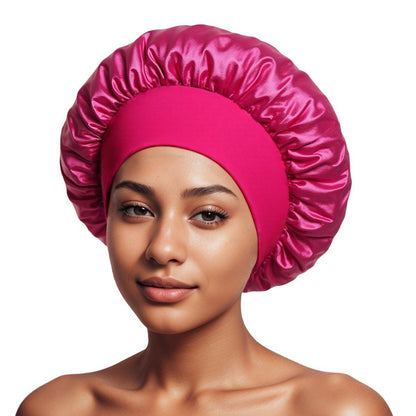 Satin Wide Brim Shower Cap for Hair Protection