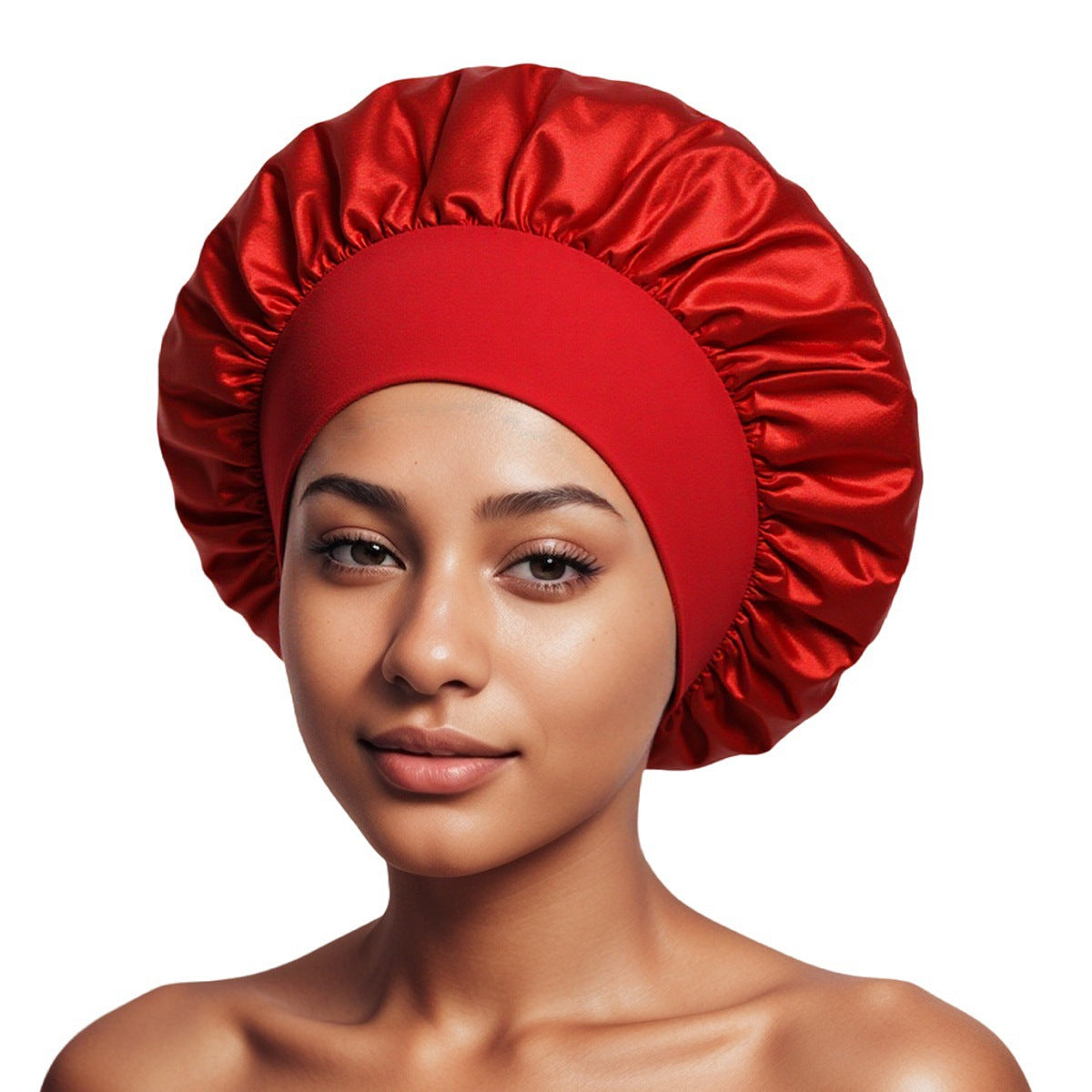 Satin Wide Brim Shower Cap for Hair Protection