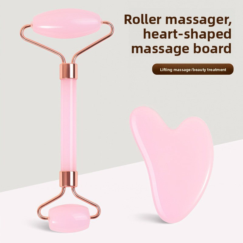 Crystal-Effect Resin Facial Massage Roller & Gua Sha Stone Set