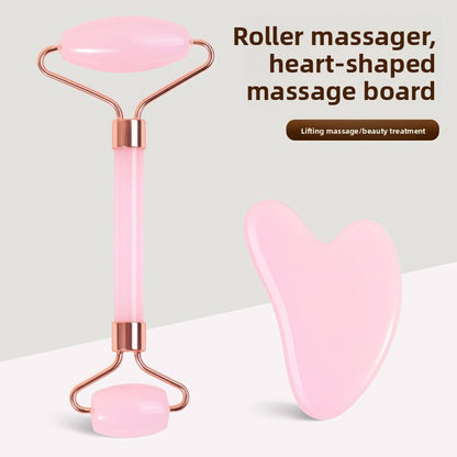 Crystal-Effect Resin Facial Massage Roller & Gua Sha Stone Set