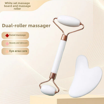Crystal-Effect Resin Facial Massage Roller & Gua Sha Stone Set