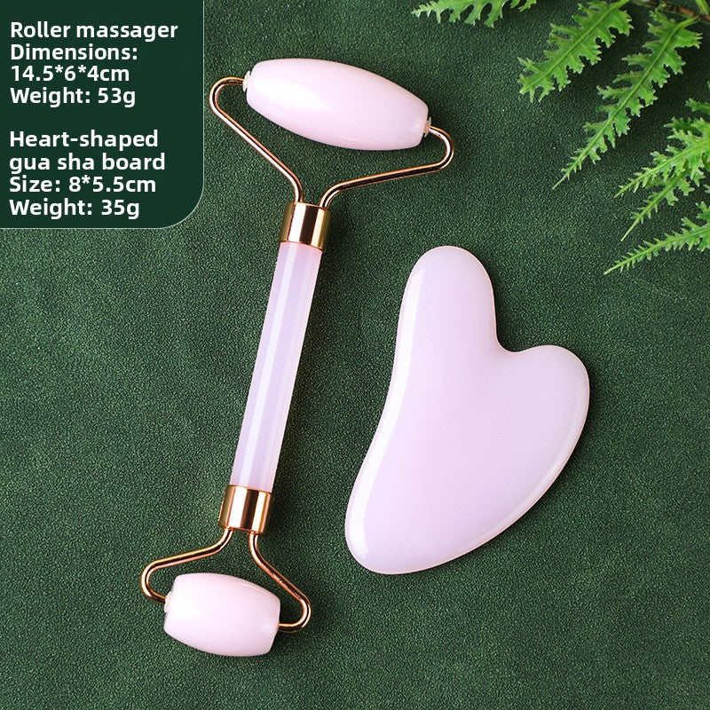 Crystal-Effect Resin Facial Massage Roller & Gua Sha Stone Set