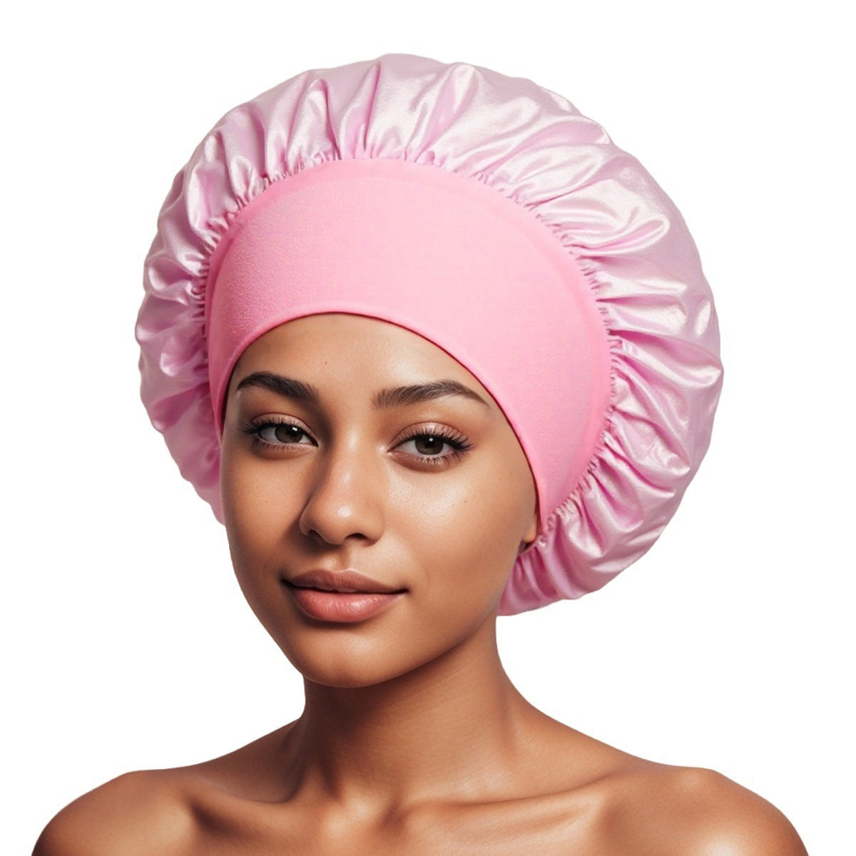 Satin Wide Brim Shower Cap for Hair Protection