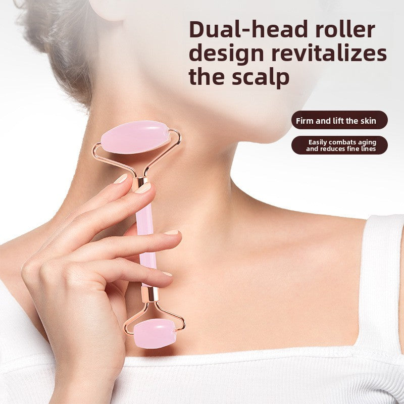 Crystal-Effect Resin Facial Massage Roller & Gua Sha Stone Set