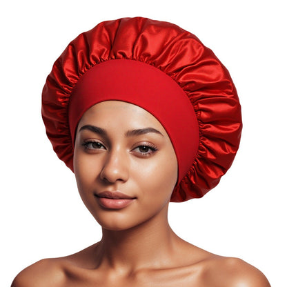 Satin Wide Brim Shower Cap for Hair Protection