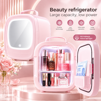 Portable Car Beauty Refrigerator with LED Mirror