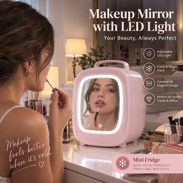 Portable Car Beauty Refrigerator with LED Mirror