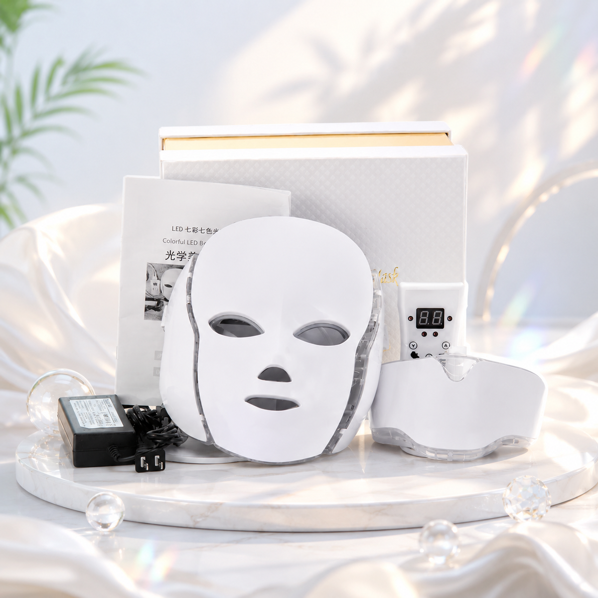 Red and Blue Light Therapy Face Mask, 7-Color LED Facial Mask