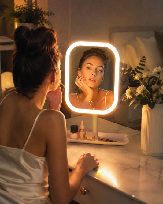LED Desktop Makeup Mirror with Adjustable Stand