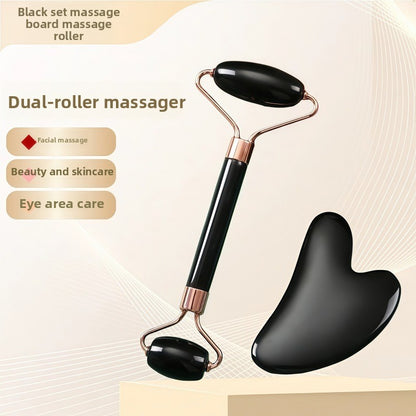 Crystal-Effect Resin Facial Massage Roller & Gua Sha Stone Set