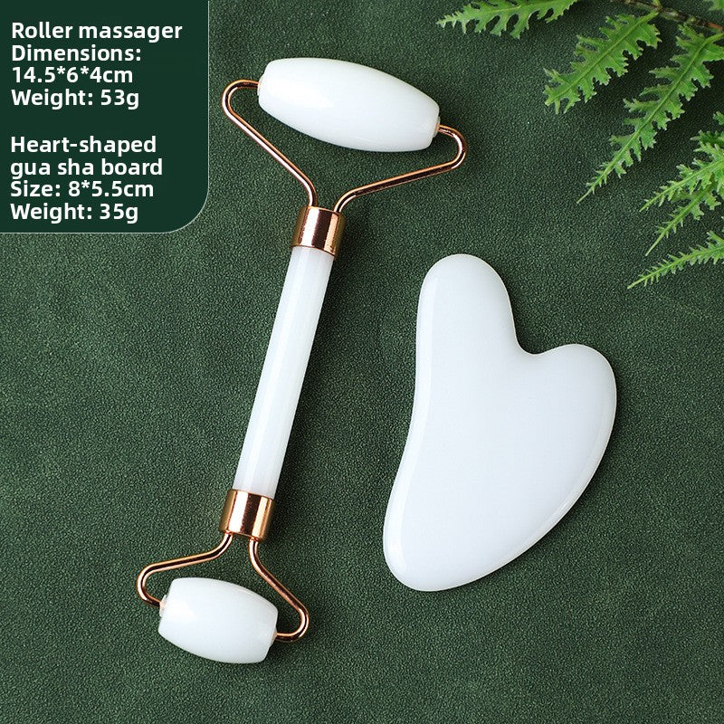 Crystal-Effect Resin Facial Massage Roller & Gua Sha Stone Set