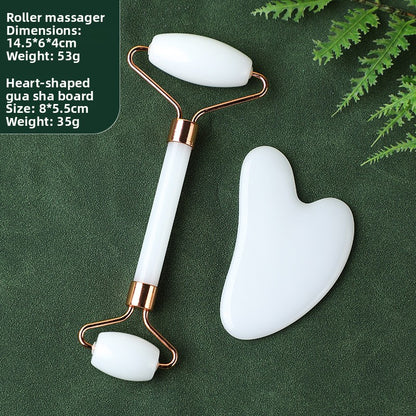 Crystal-Effect Resin Facial Massage Roller & Gua Sha Stone Set