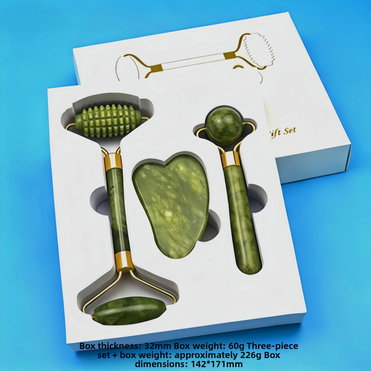 Crystal-Effect Resin Facial Massage Roller & Gua Sha Stone Set