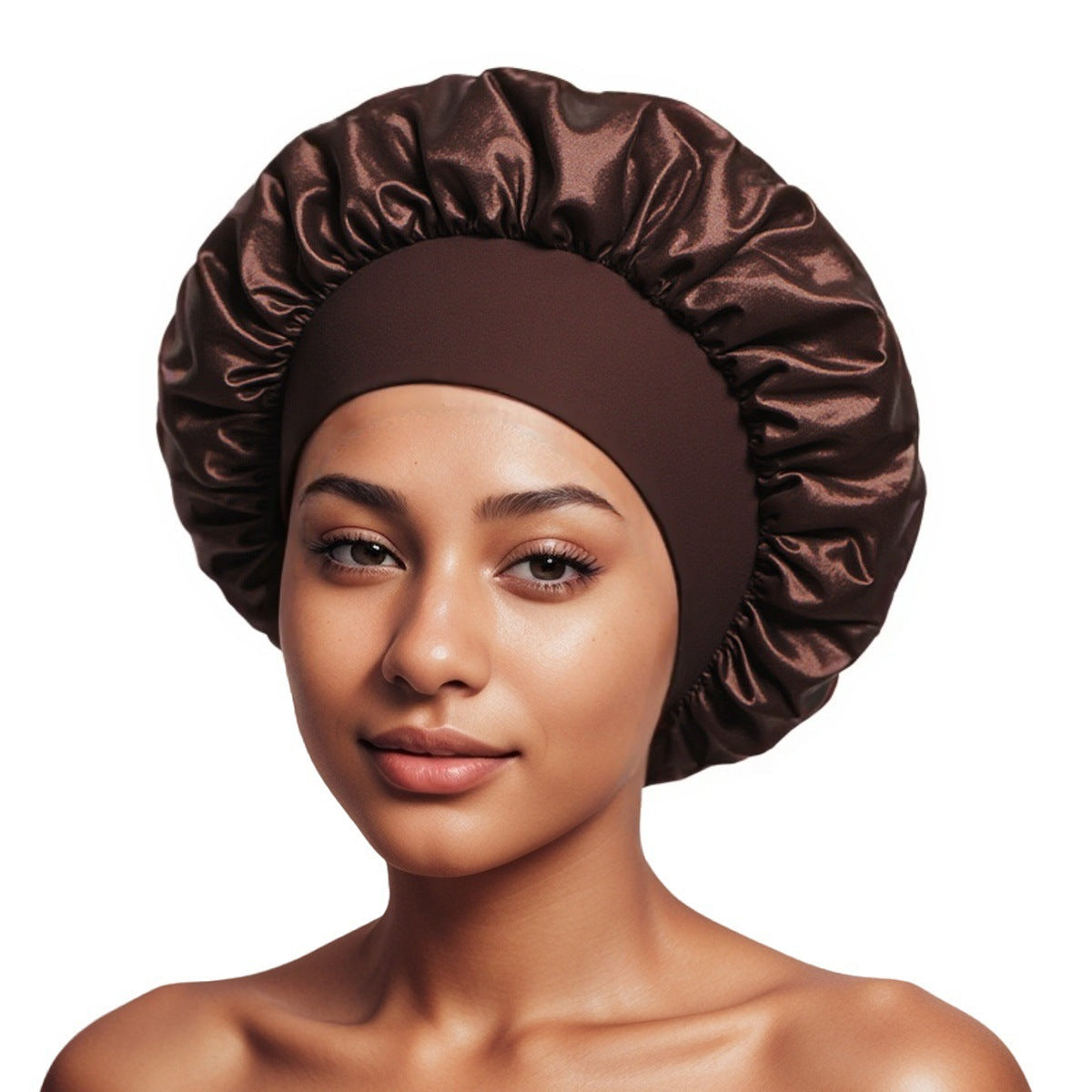 Satin Wide Brim Shower Cap for Hair Protection