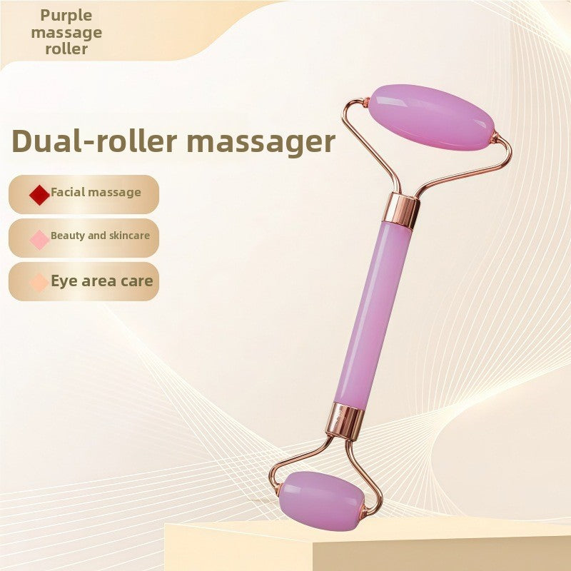 Crystal-Effect Resin Facial Massage Roller & Gua Sha Stone Set