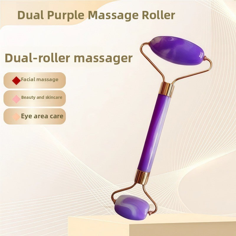Crystal-Effect Resin Facial Massage Roller & Gua Sha Stone Set