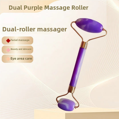Crystal-Effect Resin Facial Massage Roller & Gua Sha Stone Set