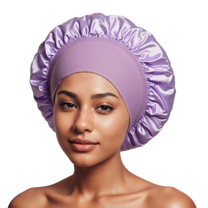 Satin Wide Brim Shower Cap for Hair Protection