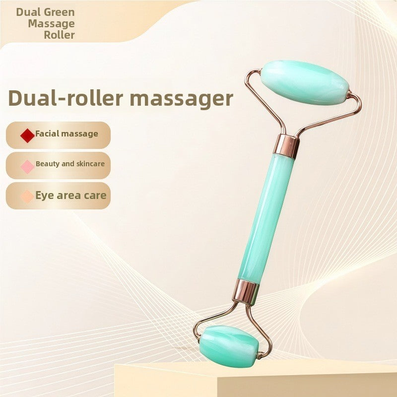 Crystal-Effect Resin Facial Massage Roller & Gua Sha Stone Set