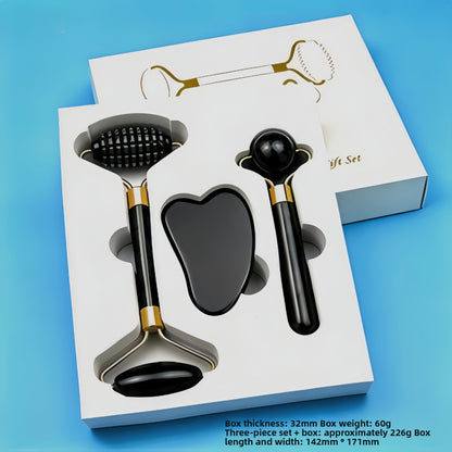 Crystal-Effect Resin Facial Massage Roller & Gua Sha Stone Set