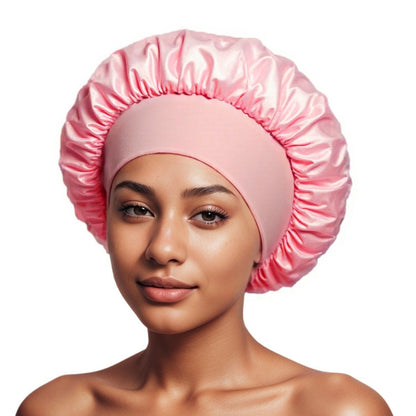 Satin Wide Brim Shower Cap for Hair Protection