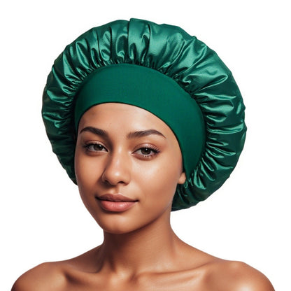 Satin Wide Brim Shower Cap for Hair Protection
